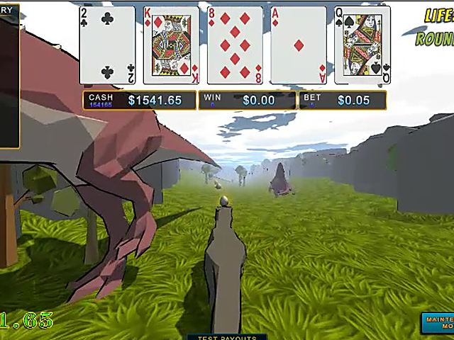 T-Dactyl gameplay with poker hand